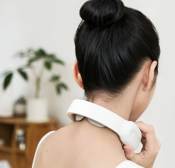4D Neck Massager worn from behind - full neck coverage